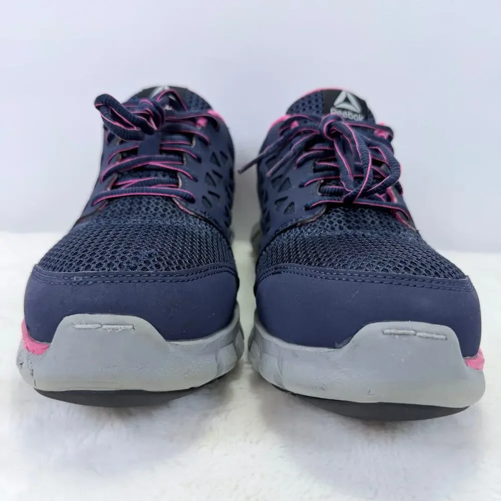 Reebok Sublite Cushion Work Alloy Toe RB046 Womens Navy Pink Size 10
